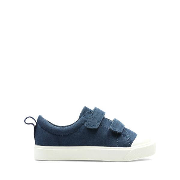 Clarks Girls City Flare Lo Toddler Canvas Navy | USA-3517082